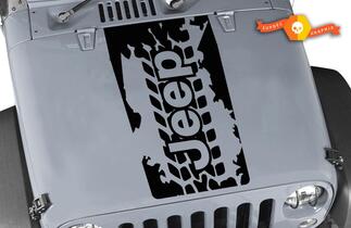Jeep Wrangler Blackout Tire loopvlak modderspatten vinyl motorkap sticker JK JKU LJ TJ