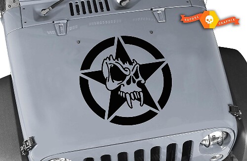 Schedel Militair Ster Hood Vinyl Decal voor Jeep Wrangler