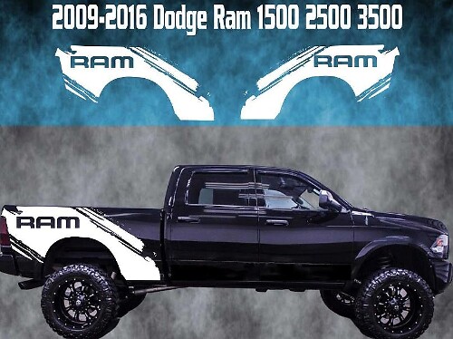 Mud Splash Achterzijde Vinyl Decal Set voor Dodge Ram 1500-3500 2009-2016