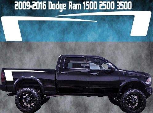2009-2016 Dodge Ram Quarter Vinyl Sticker Graphic Truck Bed Stripes Hemi Hockey