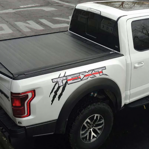 Aangepaste tekst USA-vlag logo zijbed graphics decal sticker 2 voor musclecar truck power truck 2017