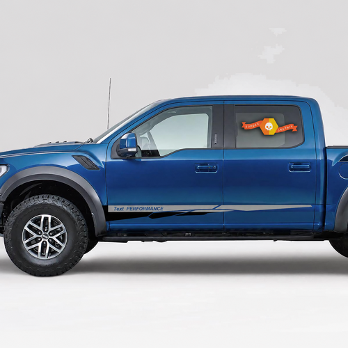 Text Performance Retro Stripes Dorpel Vinylsticker voor Ford F-150 2017-2026