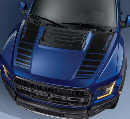 CUSTOM Dual Strobe Stripes Motorkap Vinylsticker voor Ford F-150 2017