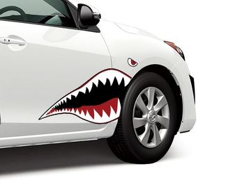 Warhawk Flying Tiger Shark Teeth Vinyl Graphics Decal Sticker past op elke sedan