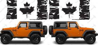 (2) Vlag van Canada Grunge Maple Leaf Distressed Vinyl Decals past: Jeep Wrangler