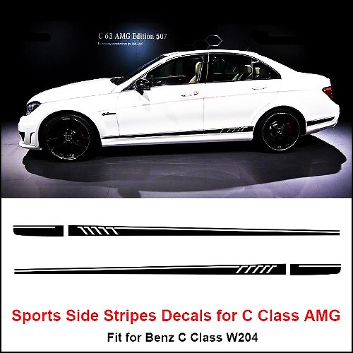 Side Stripes Decals Sticker voor Mercedes Benz W204 C Klasse AMG
