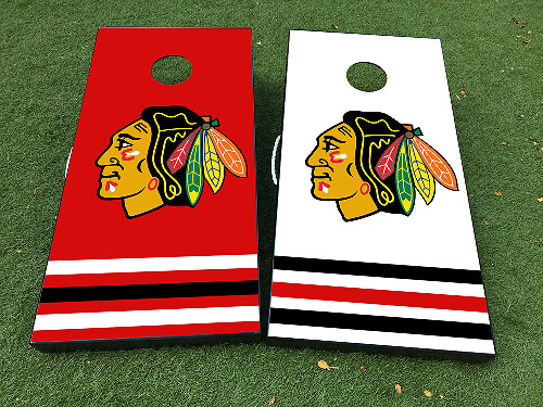 Chicago Blackhawks Stijl Cornhole Bord Vinyl Wrap Decal Set