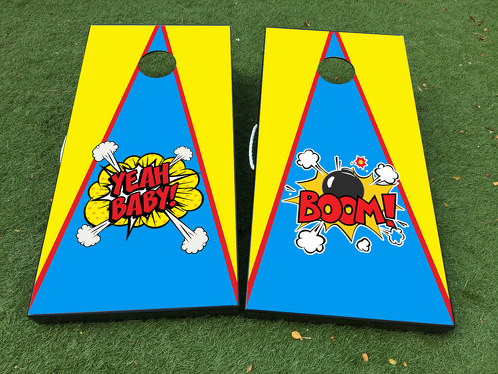 Pop Art BANG Cornhole Board Game Sticker VINYL WRAPS met GELAMINEERD