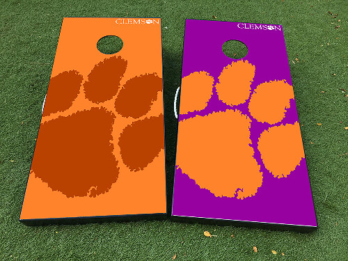 Clemson Tigers Poot Cornhole Bord Vinyl Wrap Decal Set
