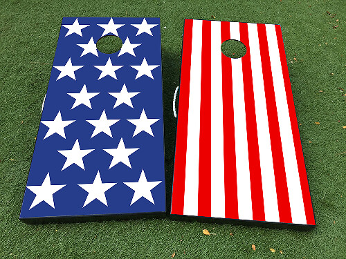 Set vinyl wraps voor cornholebord met Amerikaanse vlag