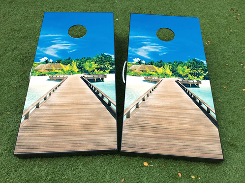 Ocean Tropical Beach Cornhole Board Game Sticker VINYL WRAPS met GELAMINEERD