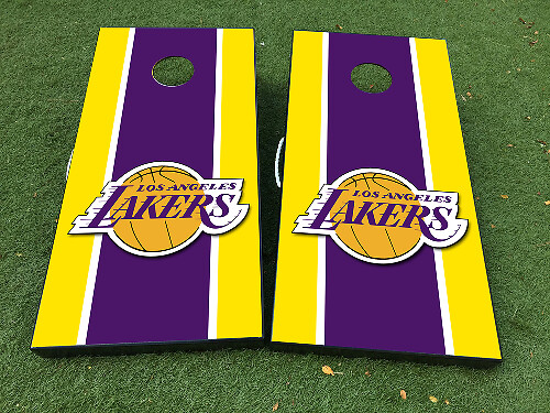 Los Angeles Lakers Stijl Cornhole Board Vinyl Wrap Decal Set