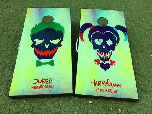 Harley Quinn & Joker art Cornhole Board Game Decal VINYL WRAPS met GELAMINEERD