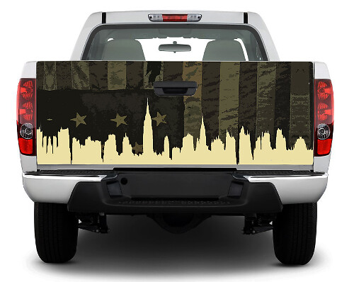 USA-vlag & Chicago-silhouet achterklep vinylsticker voor pick-up trucks en SUV's