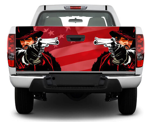 USA Vlag Cowboy Achterklep Vinyl Decal Sticker voor Trucks
