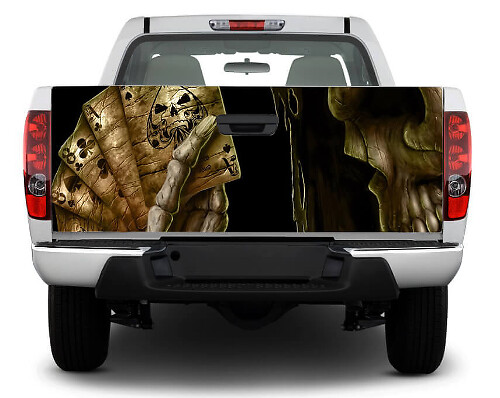 Skull Playing Poker Achterklep Vinyl Sticker voor Trucks