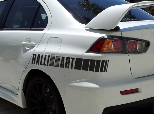 2x Ralli Art Rally Racing Sports 4x4 Car Vinyl Sticker Sticker past op Mitsubishi Evo Lancer