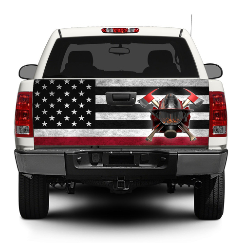 Amerikaanse vlag brandweerman achterklep sticker sticker wrap pick-up truck SUV auto