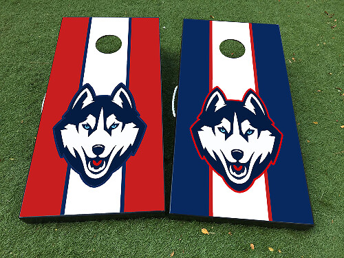 Connecticut Huskies Basketbal Cornhole Board Wrap Decal Set