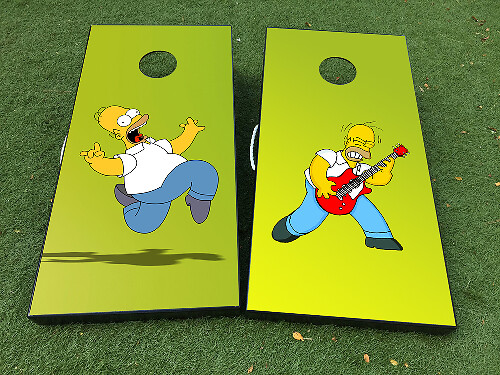 Homer Simpson Duizelig en Rockstijl Cornhole Bord Vinyl Wrap Stickers