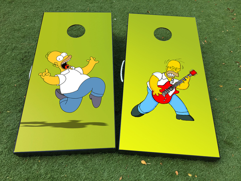 Homer Simpsons cartoon rock Cornhole Board Game Sticker VINYL WRAPS met GELAMINEERD
