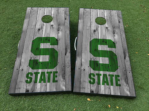 Michigan State S Logo Stijl Cornhole Board Vinyl Wrap Decal Set