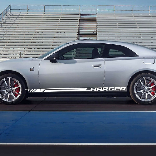 Oplaadbare zijschermstrepen vinyl decal voor Dodge Charger Electric