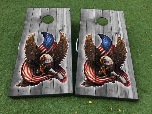 American Eagle USA Flag Wood Cornhole Board Game Decal VINYL WRAPS met GELAMINEERD