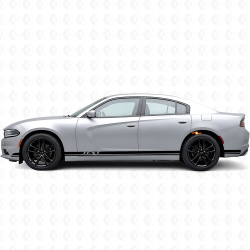 Dubbele Strepen & Aangepaste Tekst Zijvinylsticker voor Dodge Charger 2015-2026