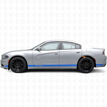 Dubbele Strepen & Aangepaste Tekst Zijvinylsticker voor Dodge Charger 2015-2026_2