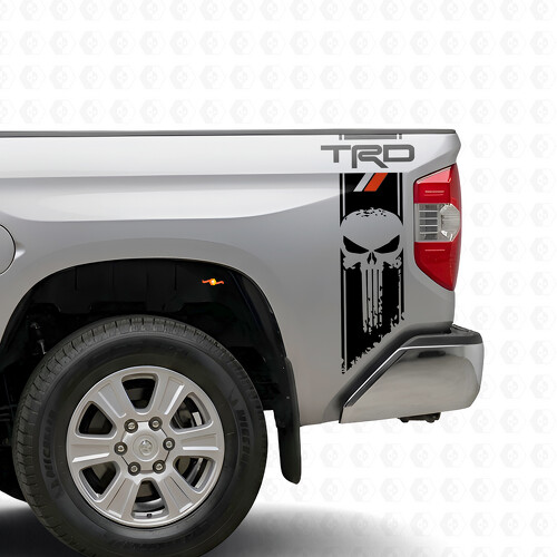 TRD Punisher Skull Strepen Bedside Vinyl Decal Sticker voor Toyota Tundra