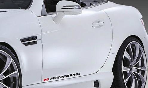 2 - V6 PERFORMANCE Vinyl rok Sticker sport race sticker ZWART/ROOD