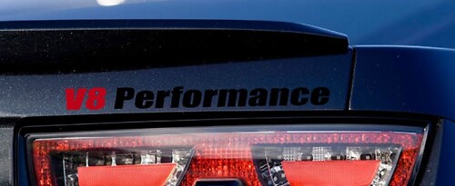 V8 Performance Vinyl Decal sport sticker logo past op CAMARO ZWART-ROOD