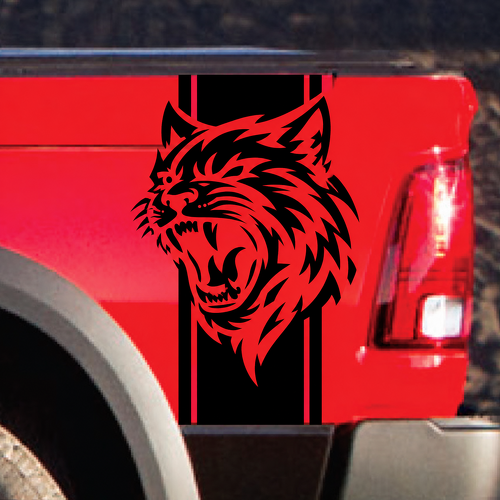 Custom Cat Head Vertical Bed Stripe Pair Hellcat Style Laadbakzijde Vinylsticker voor Dodge Ram 1500