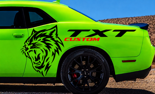 CUSTOM Cat Quarter Graphic — Vinylsticker (zijkant) voor Dodge Challenger SRT, Hellcat