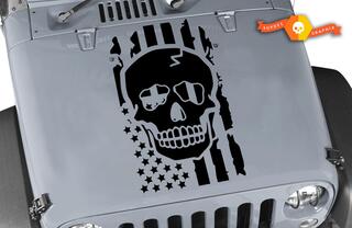 Verontruste Skull vlag Hood vinyl sticker sticker Jeep USA straffen Dodge SF1