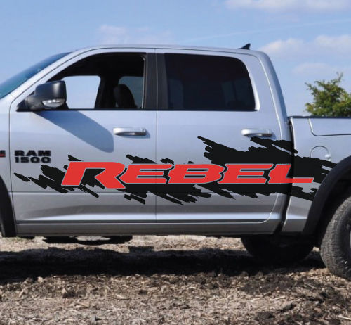 2 kleuren Dodge Ram Rebel Logo Splash Grunge Vinyl Decal Graphic Camo Truck Cast