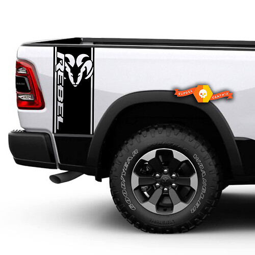 Rebel Logo Bed Side Strepen Vinyl Decal Kit voor Dodge Ram