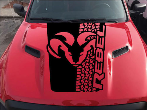 Tire Tracks Logo Motorkap Vinyl Sticker Voor Dodge Ram Rebel