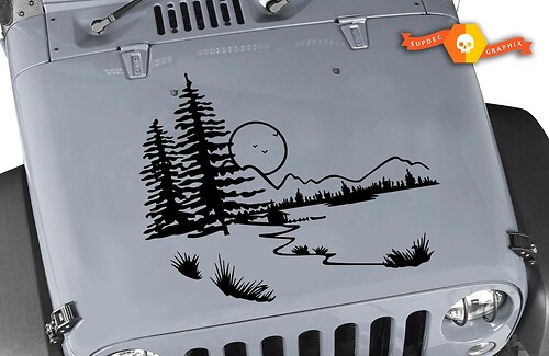 Natuurlandschap Motorkap Vinyl Decal Sticker voor Jeep Wrangler