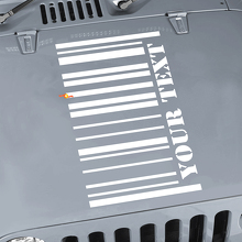 Barcode Graphics Motorkap Vinyl Sticker Decal voor Jeep Wrangler 2
