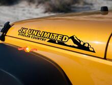 Aangepaste tekst & JK Unlimited motorkap vinyl sticker voor Jeep Wrangler_2