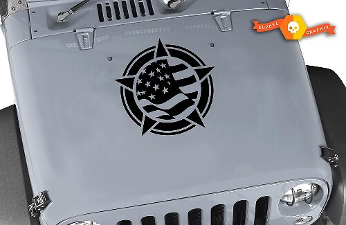 US-vlag & ster motordeksel vinylsticker voor Jeep Wrangler