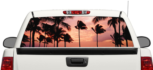 Palmbomen Sunset Paradise Beach Achterruit Decal Sticker Pick-up Truck SUV Auto 3