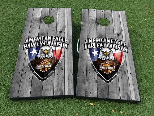 American Eagle Harley Davidson USA Cornhole Board Game Decal Vinyl wraps met gelamineerde
