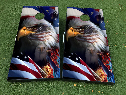 Amerikaanse Vlag Adelaar Cornhole Bord Vinyl Wrap Decal Set