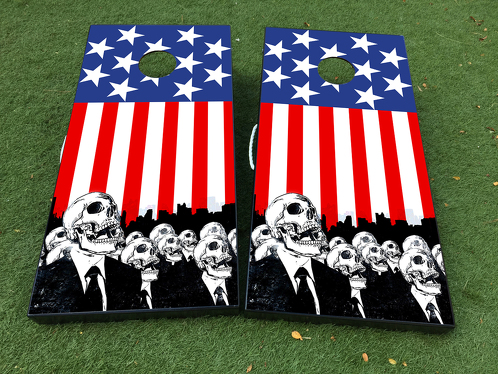 American Flag USA Zombie Cornhole Board Game Sticker VINYL WRAPS met GELAMINEERD