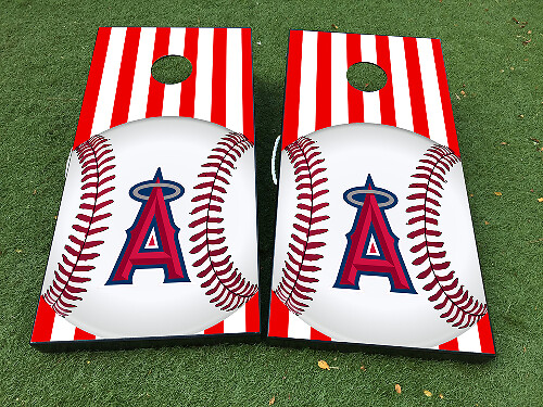 Los Angeles Angels Baseball Cornhole Board Spel Strepen Sticker Decal VINYL WRAPS met GELAMINEERD