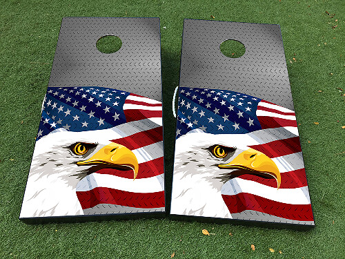 American Eagle Staalstructuur Cornhole Bord Vinyl Wikkel Stickerset