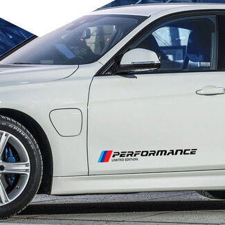 Een paar auto zijdeur lichaamssticker stickers M Performance grafische strips voor BMW
